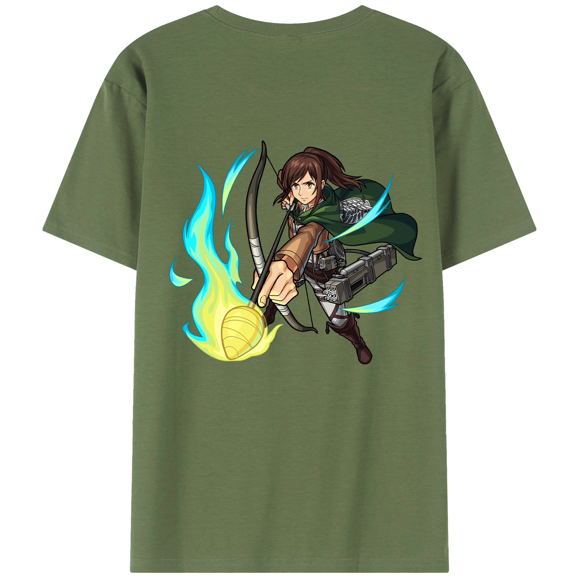 （画像用） 進撃の巨人 サシャ·ブラウス Attack on Titan Sasha Blaus 綿100％ メンズ半袖Tシャツ（バックプリント） 通気性